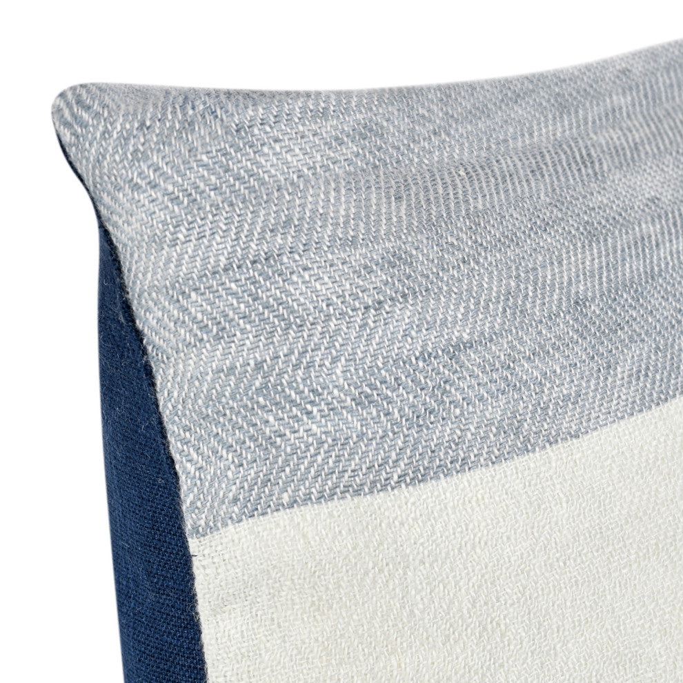 Fairbanks 22" Blue Belgian Linen Throw Pillow by Kosas Home