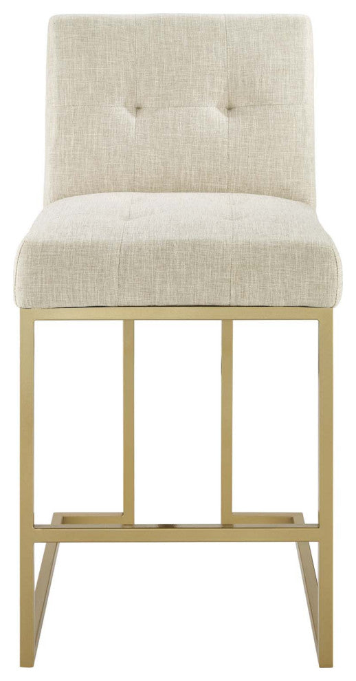 Modway Privy Gold Stainless Steel Upholstered Fabric Counter Stool