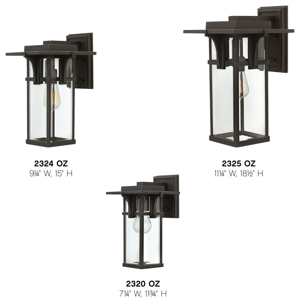 Hinkley Manhattan 1 Light Oil Rubbed Bronze Wall Lantern, 2324OZ