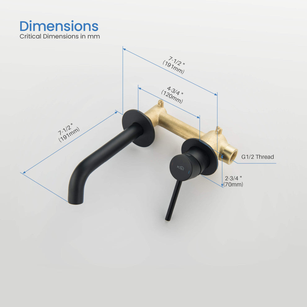 Circular Single Handle Wall Mounted Bathroom Sink Faucet, Matte Black