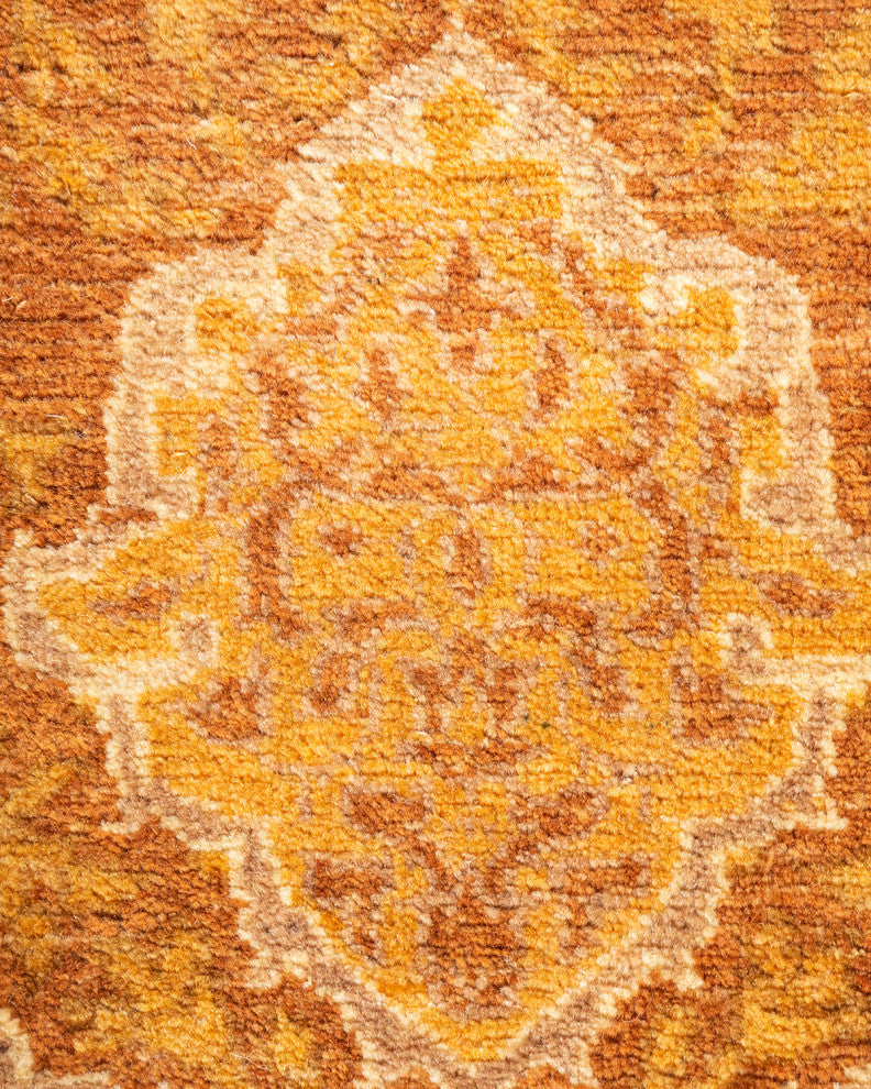 Mogul, One-of-a-Kind Hand-Knotted Area Rug Yellow, 5' 1" x 5' 1"