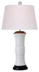 White Ridged Porcelain Vase Table Lamp 29"