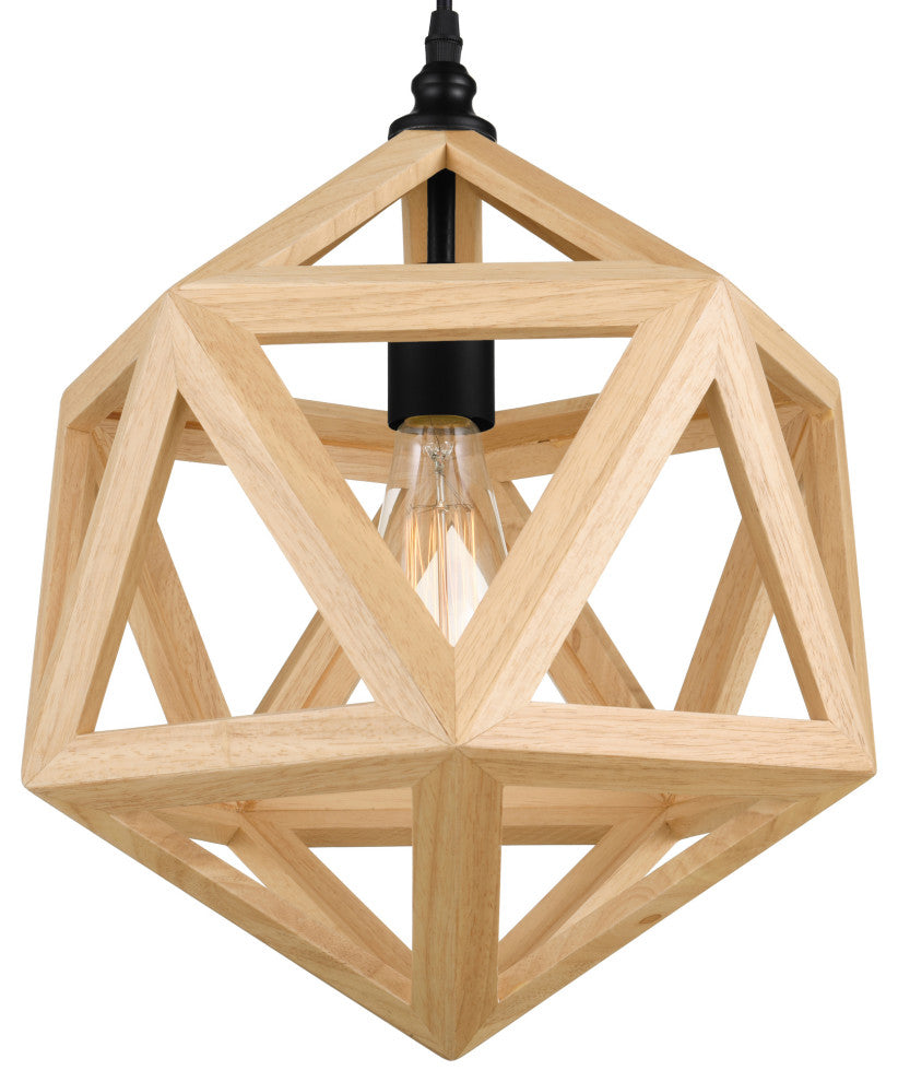 Lante 1 Light Pendant With Black & Wood Finish