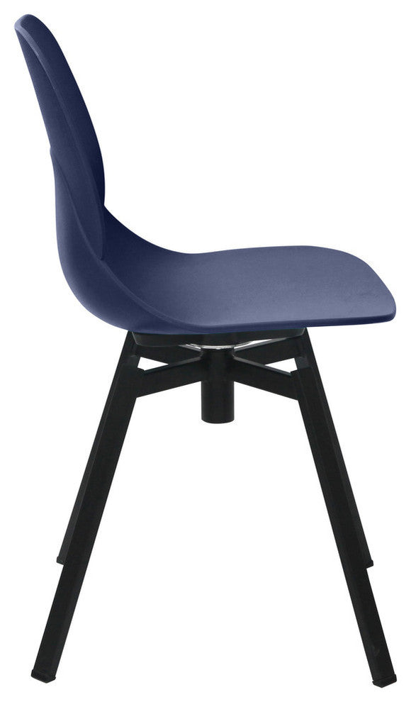Joy Series Shell Side Swivel Chairs With Metal Leg, Set of 2, Navy
