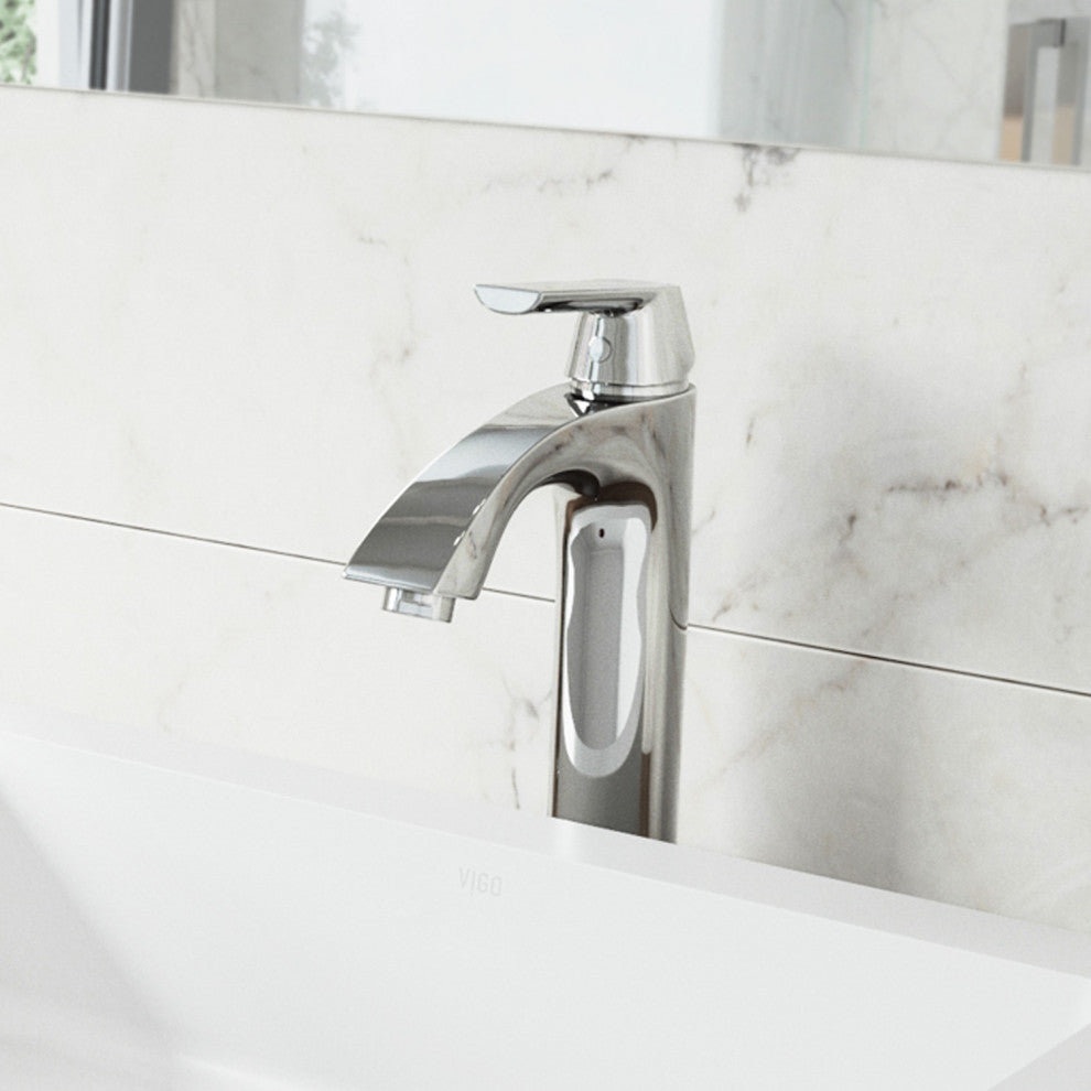 VIGO Linus 12" H Single Handle Single Hole Bathroom Vessel Faucet, Chrome