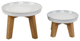 10" and 8" Mayan Ceramic On Wood Stand,Set of 2
