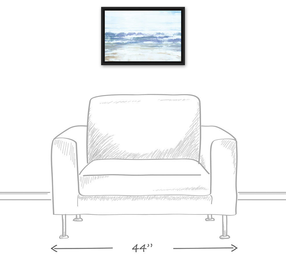 Blue Beach Waves 12x18 Black Floating Framed Canvas