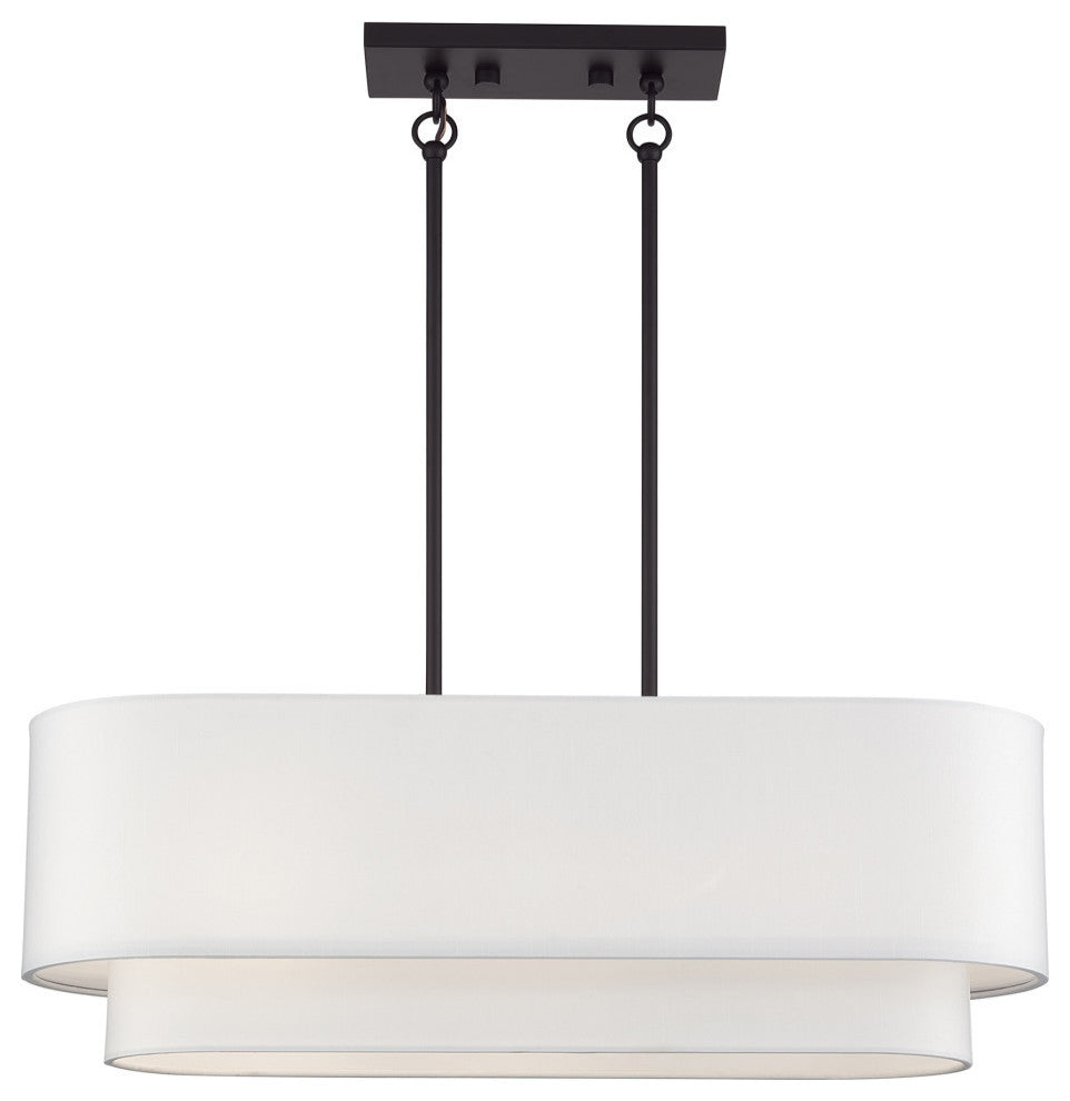 Manorwood 3-Light Bronze Medium Linear Chandelier with Hand Crafted Shades