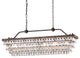 6-Light Antique Bronze Rectangular Crystal Chandelier Dining Room 40 in. Glam