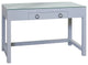Bay St. Louis Woven Raffia Desk With Glass Top Shadow Gray, Silver Leaf