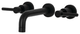 Kingston Brass 2-Handle Wall Mount Bathroom Faucet, Matte Black
