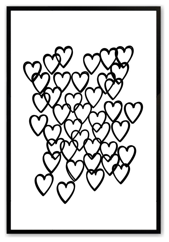 Satin Black 12" x 16" Heartbeats Framed Print