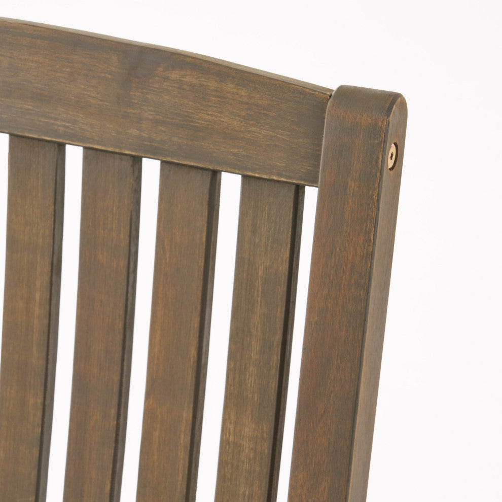 Penny Outdoor Acacia Wood Rocking Chairs, Set of 2, Gray Finish