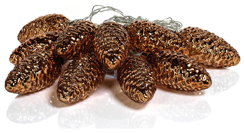 Pine Cone LED String of Lights, Gold