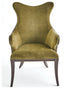 Curvy Back Moss Green Velvet Arm Chair Dark Walnut Sculpted Vintage Style