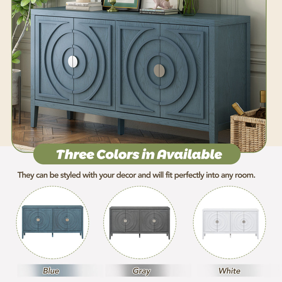 TATEUS 60" Rustic Entrance Furniture Retro Sideboard Living Room Antique Blue