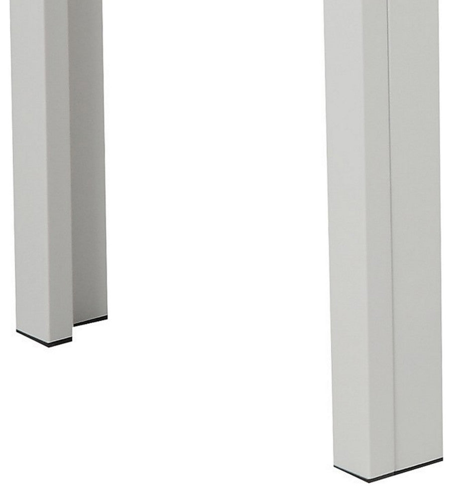 Benzara BM287720 Theo 53" Outdoor Bench, White Aluminum Frame