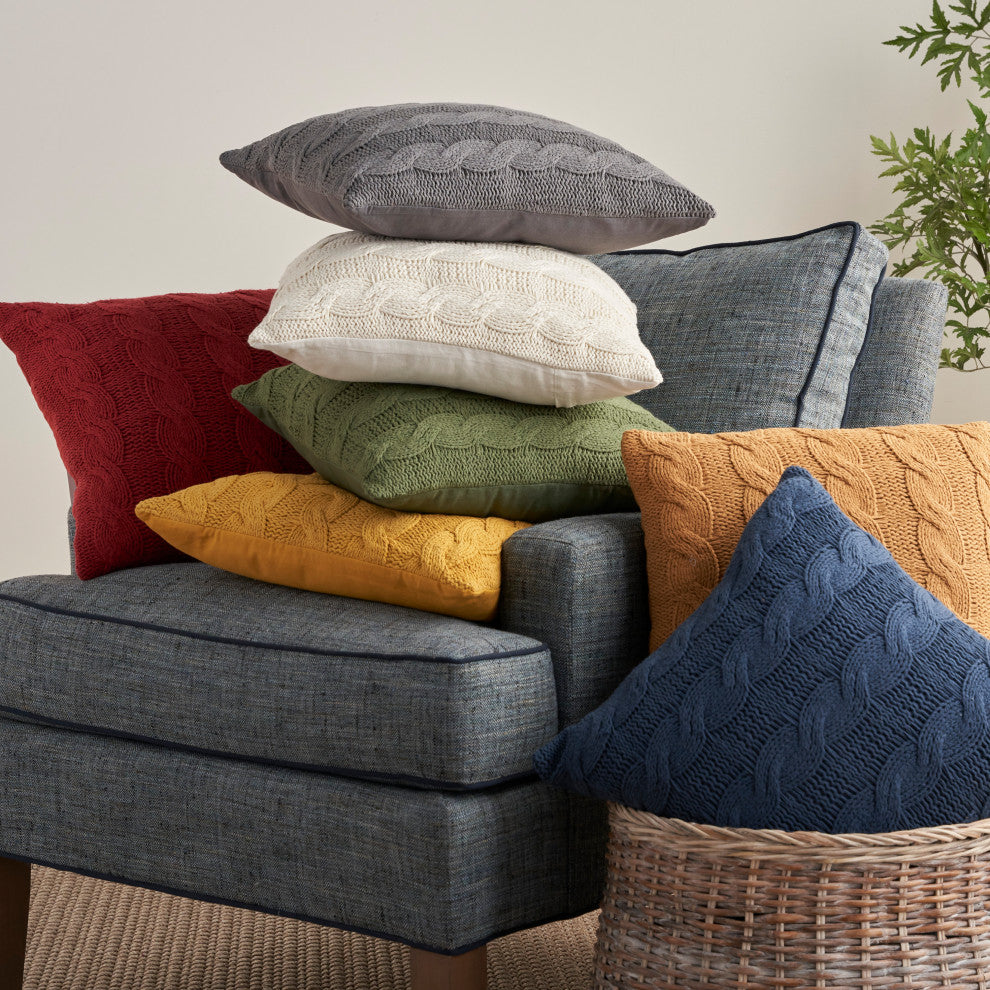 Nourison Home 18"x18" Mina Victory Cotton Knitted 2Pack Navy Throw Pillows