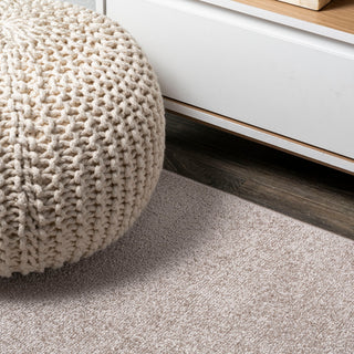 Haze Solid Low-Pile Runner Rug, Beige, 3 X 5 Oval