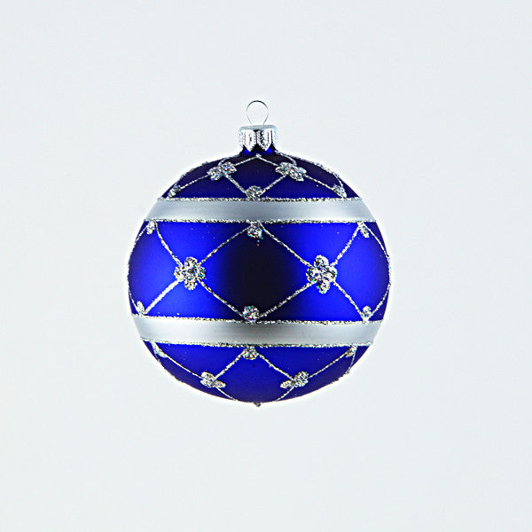 Blue Adorned Ball Ornament, Large