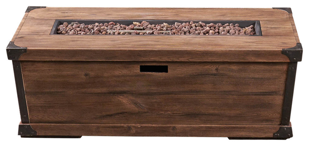 Aido Outdoor 50,000 BTU Rectangular Fire Pit, No Tank Holder