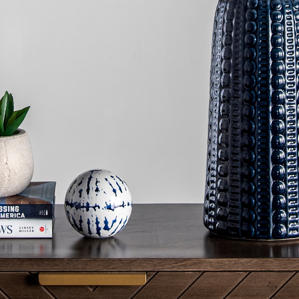 Nuloom 30" Polona Ceramic Linen Shade Table Lamp, Navy