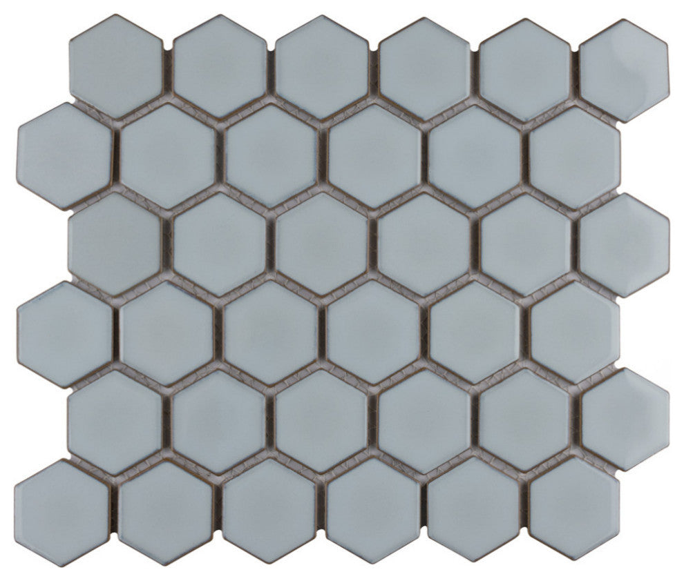 Hudson Due 2" Hex Silk White Porcelain Floor and Wall Tile