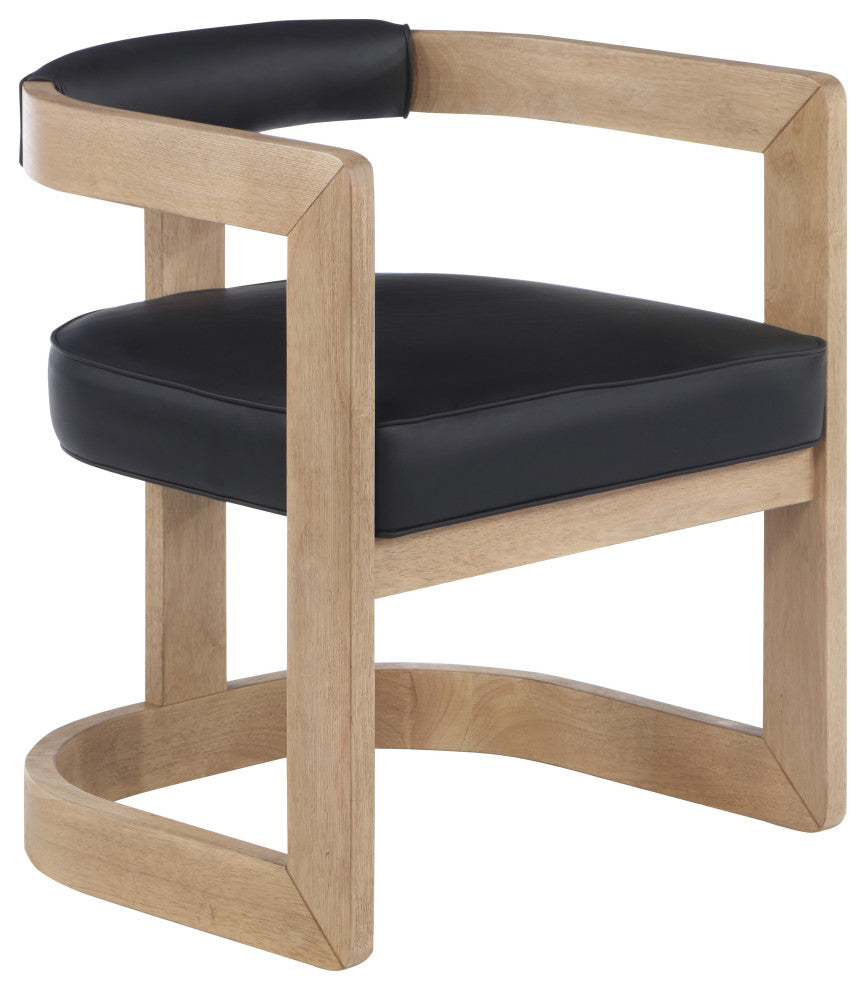 Manchester Faux Leather Upholstered Dining Chair, Black, Natural Finish