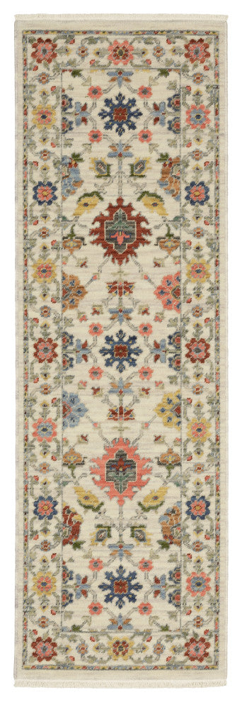 Leoness Floating Floral Indoor Area Rug, Ivory, 2' x 6'