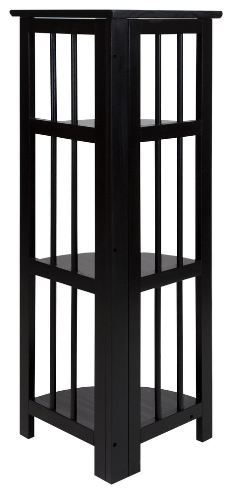 3-Shelf Corner Folding Bookcase, Black