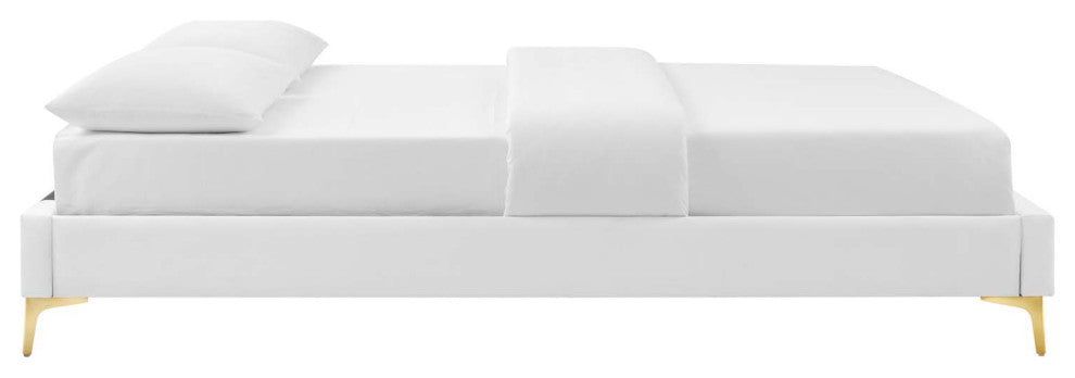 Sutton Twin Performance Velvet Bed Frame White