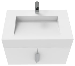 CastelloUSA Nile 30" Wall Mounted Bathroom Vanity Set, White, White Top, Brushed Nickel