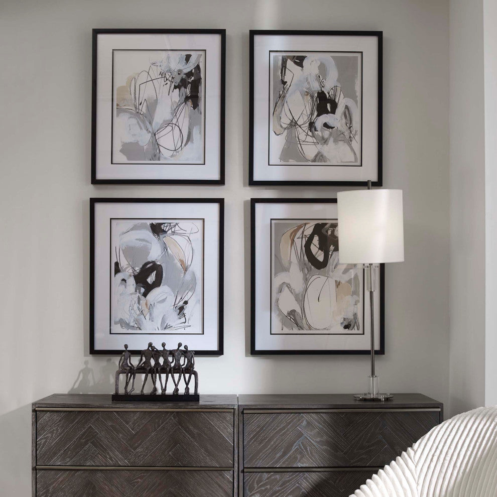 Uttermost Tangled Threads Abstract Framed prints, 4-Piece Set