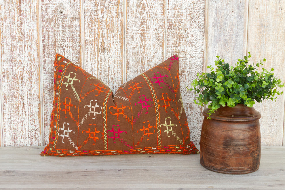 Kara Antique Indian Folk Lumbar Pillow