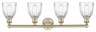 Brookfield 4-Light 33" Bath Vanity Light, Antique Brass Finish, Clear Shade