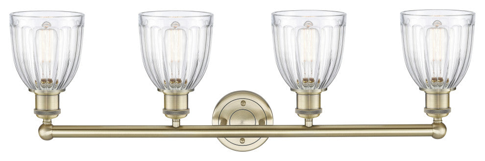 Brookfield 4-Light 33" Bath Vanity Light, Antique Brass Finish, Clear Shade