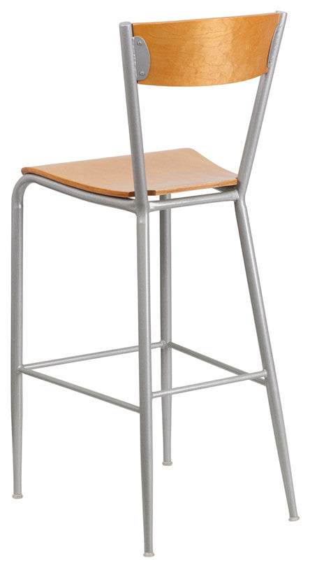 Silver Open Stool-Nat Seat