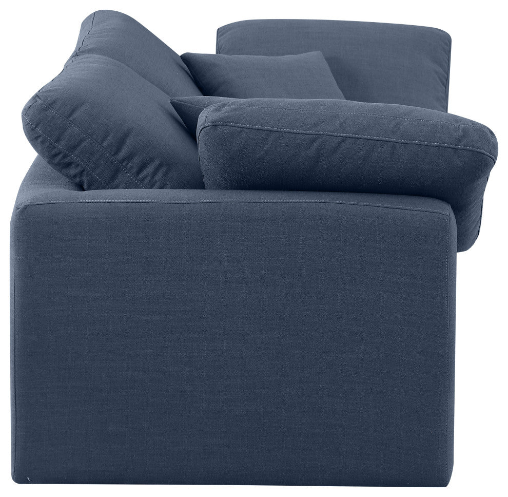 Indulge Upholstered Modular Sofa, Navy, 2-Piece: 2 Corner Chair, Down Stuffed Linen Textured Fabric
