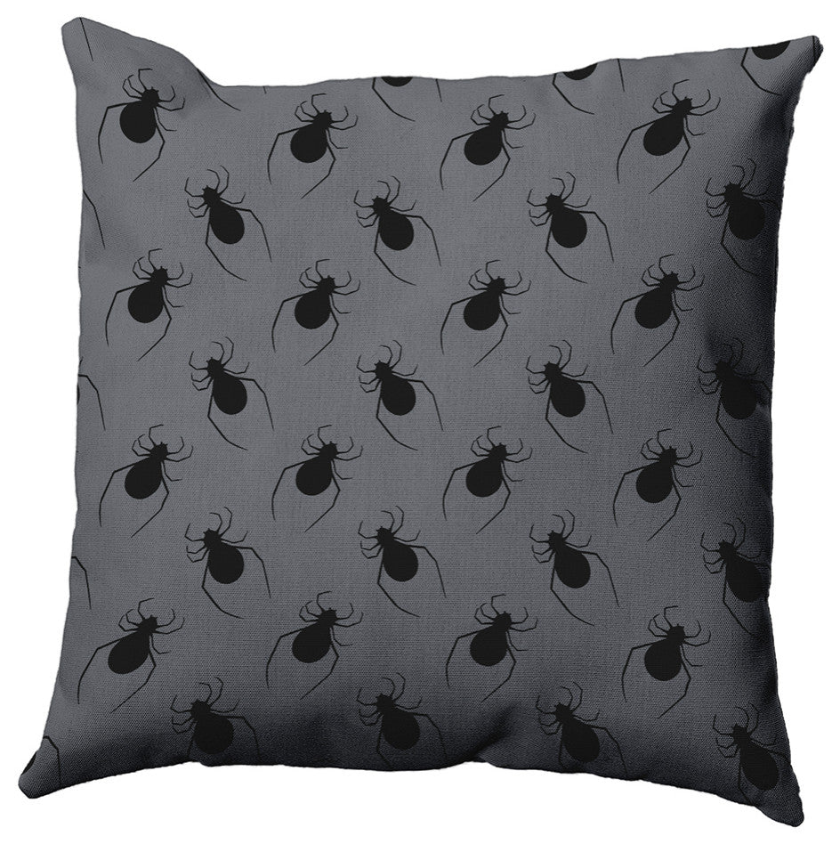 26"x26" Spider Pattern Decorative Throw Pillow, Steel Gray