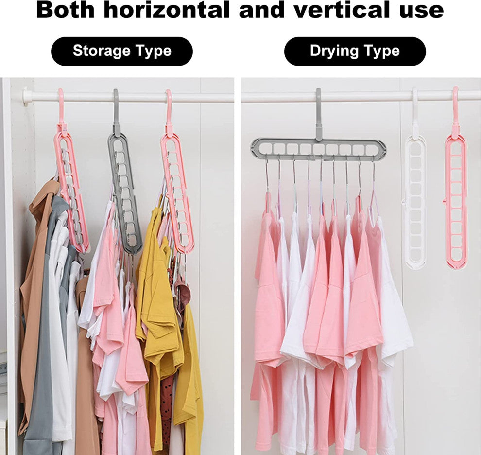 Closet Organizers Magic Space Saving Hangers with 9 Holes (Pack of 6)