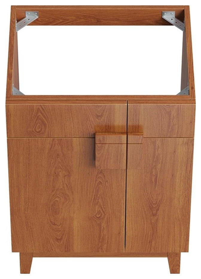 Modway Miles 24" Wood Bathroom Vanity Cabinet with Tapered Legs in Walnut