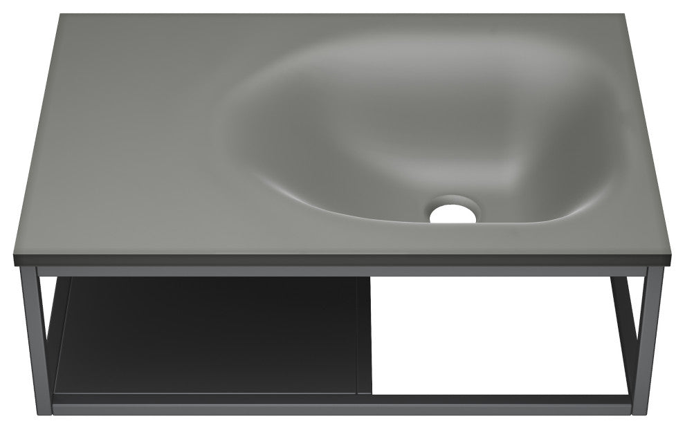 Lisse 24" Rectangle Concrete Wall-Mount Bathroom Sink, Dark Gray