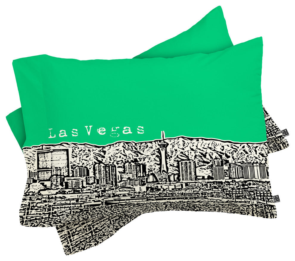 Deny Designs Bird Ave Las Vegas Green Pillow Shams, Queen