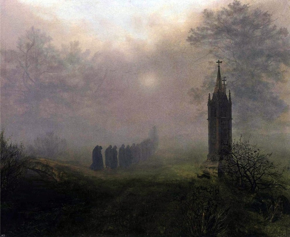 Ernst Ferdinand Oehme Procession in the Mist, Gallery Wrapped Canvas, 20"x25"