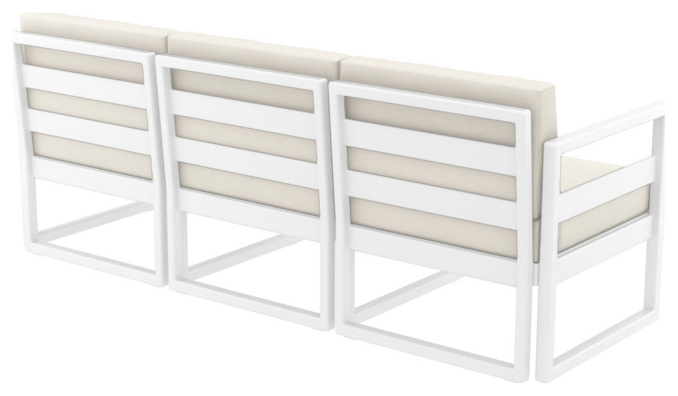 Mykonos Patio Sofa White With Acrylic Fabric Natural Cushion