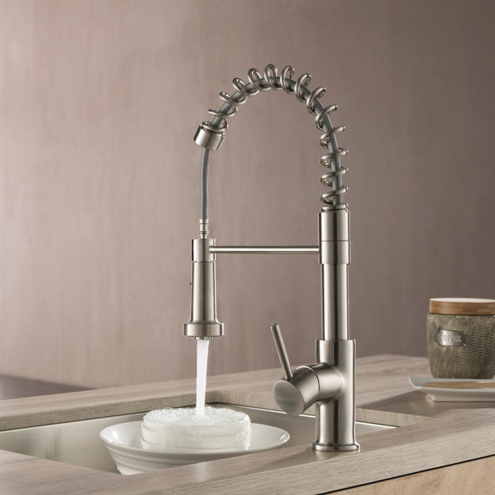 Blossom Lead Free, Solid Brass, Single Handle, Pull Out Kitchen Faucet, Brush Ni