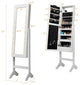 Costway Mirrored Jewelry Cabinet Organizer Free Standing w/ 18 LED lights White