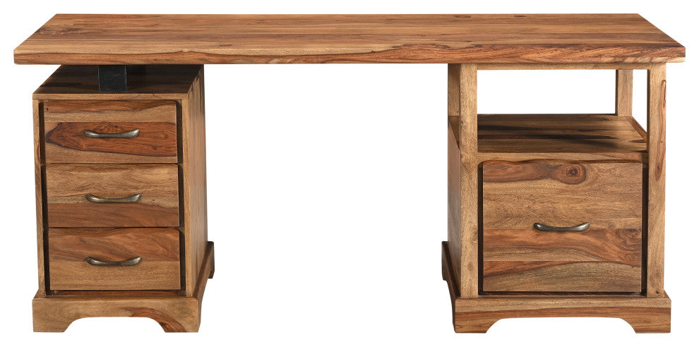 Damian Live Edge Writing Desk, Brown