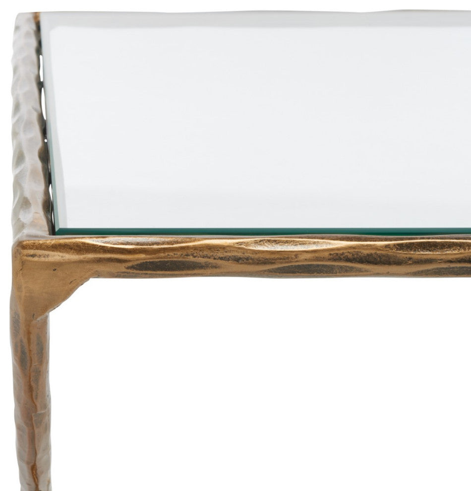 Safavieh Couture Debbie Rectangle Metal Coffee Table, Brass