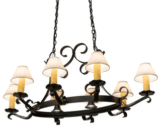 56" Long Handforged Oval 8 Light WithDownlight Chandelier